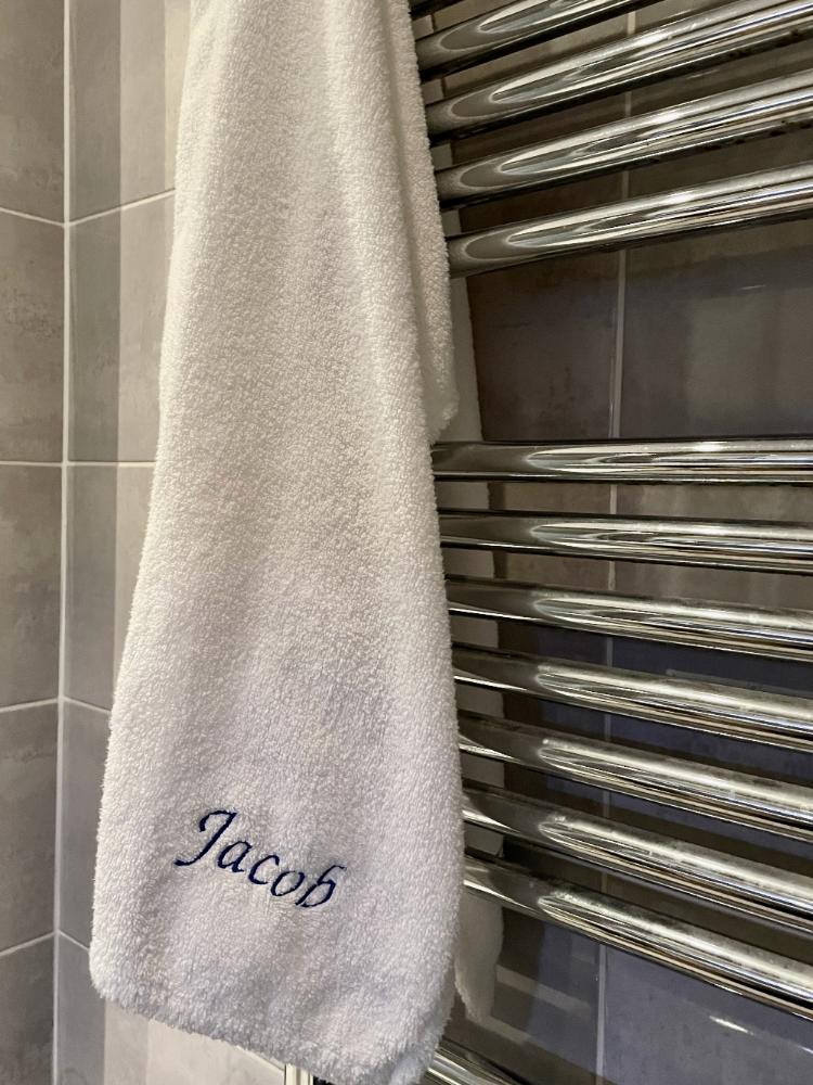 Hooded towel personalised with an embroidered name